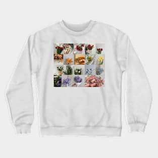 minimal rainbow flower collage Crewneck Sweatshirt